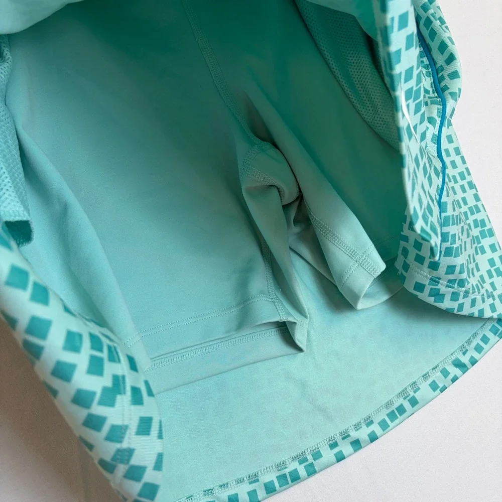 Nike‎ Dri-FIT Women Mint Green Teal Geometric Square Print Tennis Golf Skort M